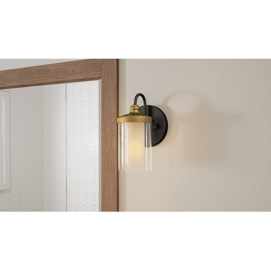 Rowland 1 Light Wall Sconce, Matte Black/Clear