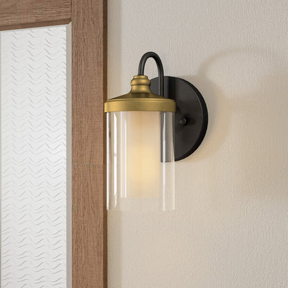 Rowland 1 Light Wall Sconce, Matte Black/Clear