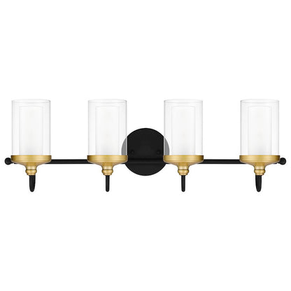 Rowland 4 Light Bath Vanity, Matte Black/Clear