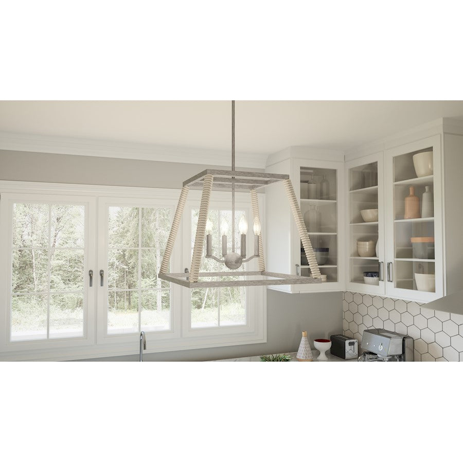 Rosalind 4 Light Pendant, Grey Washed Oak