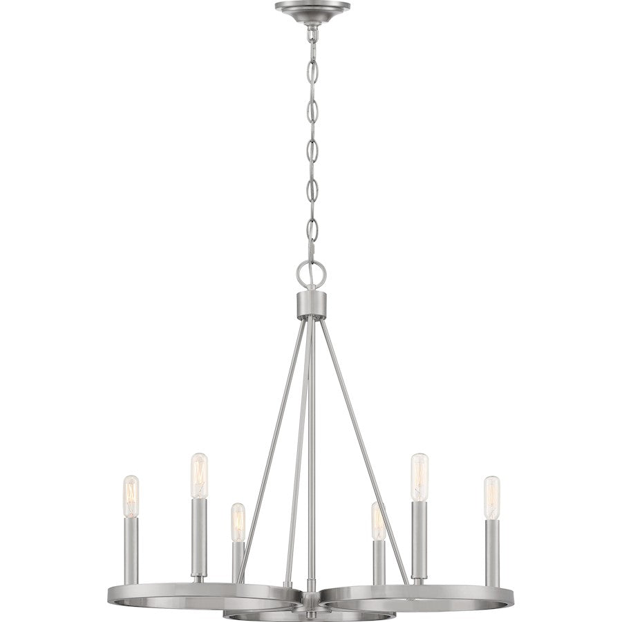 Quoizel Revival 6 Light Chandelier, Brushed Nickel - RVV5026BN