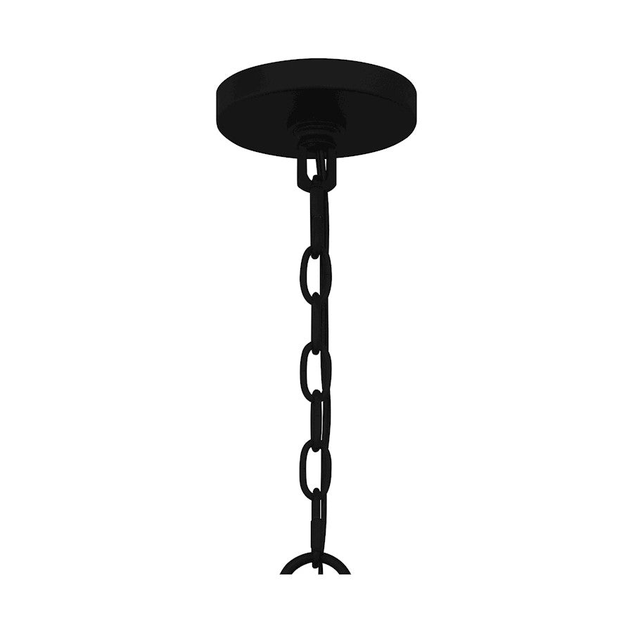 Rylan 4 Light Pendant, Matte Black/Clear Seeded