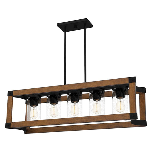 Rylan 5 Light Outdoor Lantern, Matte Black/Clear Seeded