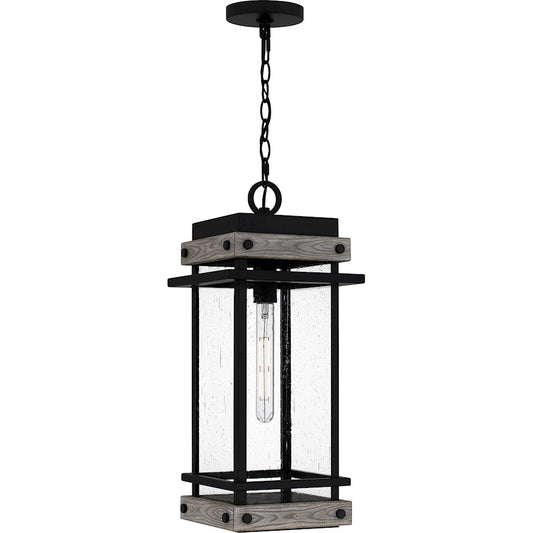 Quoizel Strader 1 Light Outdoor Lantern, Matte Black/Clear Seedy - SAD1909MBK