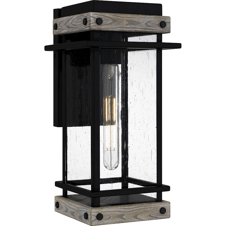 Quoizel Strader 1 Light 15" Outdoor Lantern, Black/Clear Seedy - SAD8407MBK