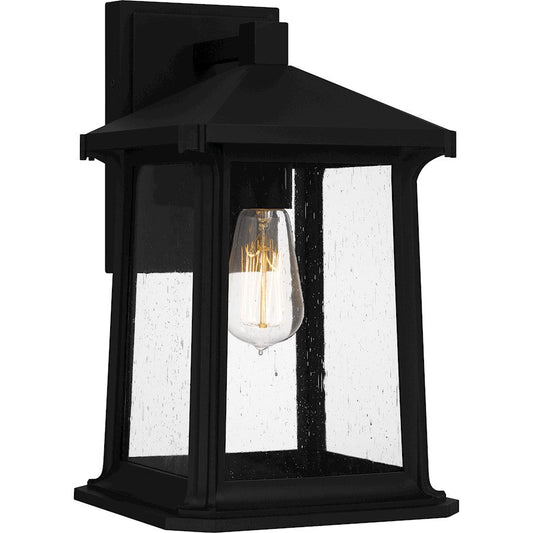 Satterfield 1 Light Outdoor Lantern, Black/Clear Seedy