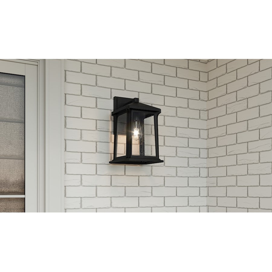 Satterfield 1 Light Outdoor Lantern, Black/Clear Seedy