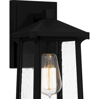 Satterfield 1 Light Outdoor Lantern, Black/Clear Seedy