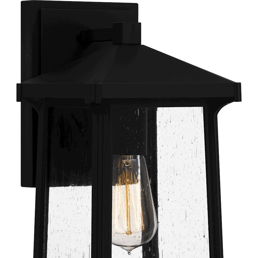 Satterfield 1 Light Outdoor Lantern, Black/Clear Seedy