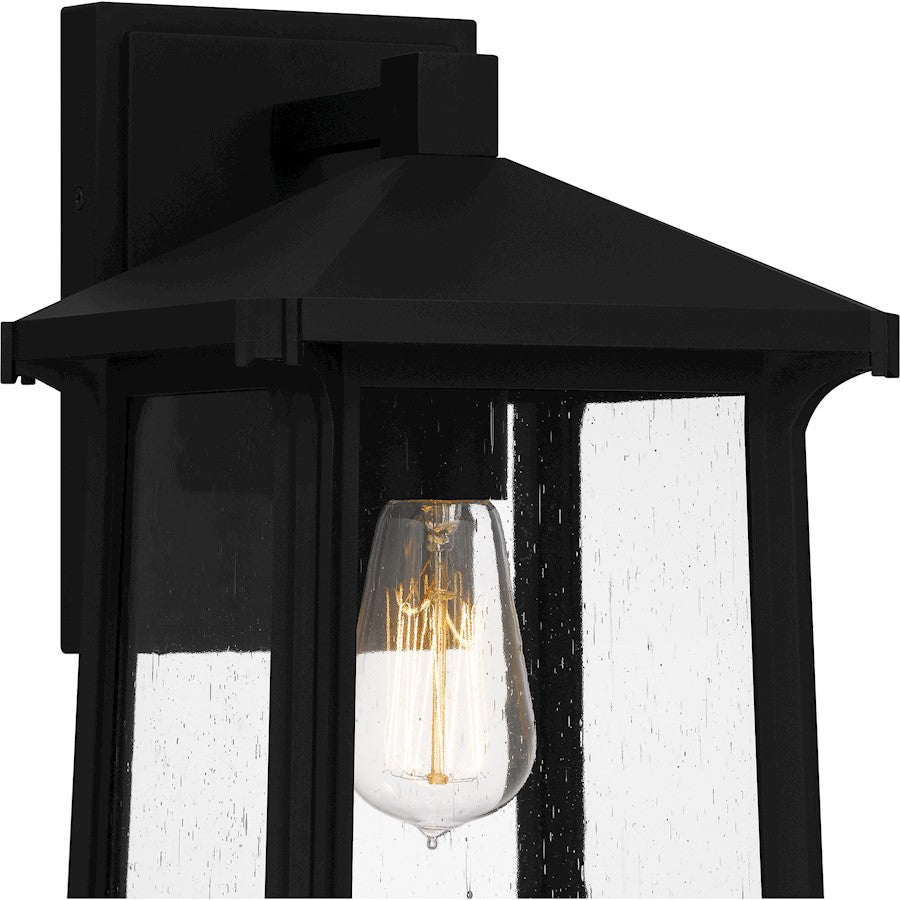 Satterfield 1 Light Outdoor Lantern, Black/Clear Seedy