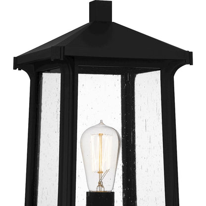 Satterfield 1 Light 17" Outdoor Lantern, Black/Clear Seedy