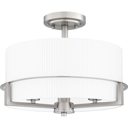 Quoizel Seymour 3 Light Semi-Flush Mount, Nickel/Opal Ribbed - SEY1715BN