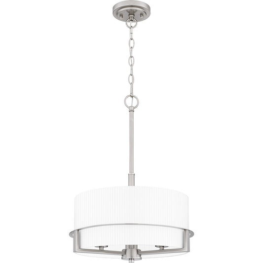 Quoizel Seymour 3 Light Pendant, Brushed Nickel/Opal Etched Ribbed - SEY2815BN