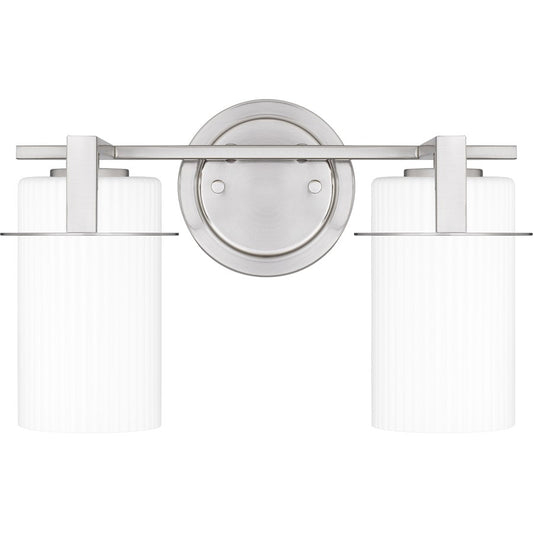 Quoizel Seymour 2 Light Bath Light, Brushed Nickel/Opal Ribbed - SEY8614BN