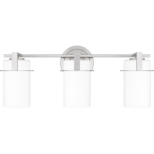 Quoizel Seymour 3 Light Bath Light, Brushed Nickel/Opal Ribbed - SEY8622BN