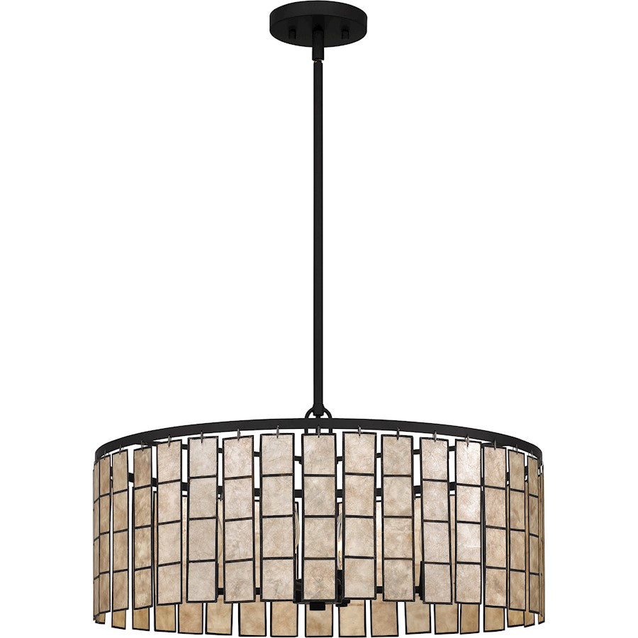 Quoizel Seigler 4 Light Pendant, Matte Black/Etched Glass - SGL2822MBK