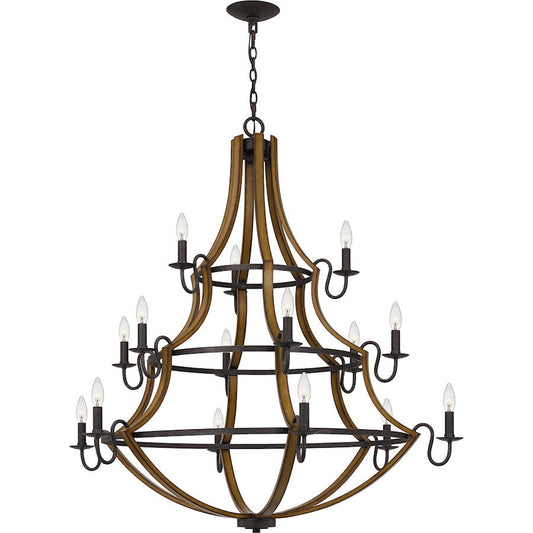 Shire 15 Light Chandelier, Rustic Black