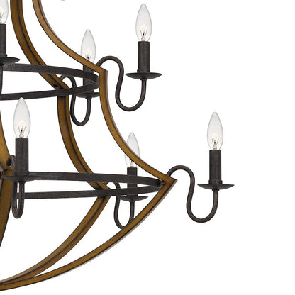 Shire 15 Light Chandelier, Rustic Black