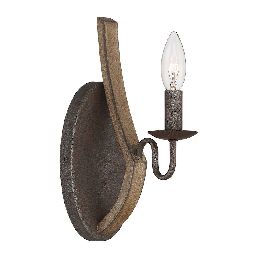 1 Light Shire Wall Sconce, Rustic Black