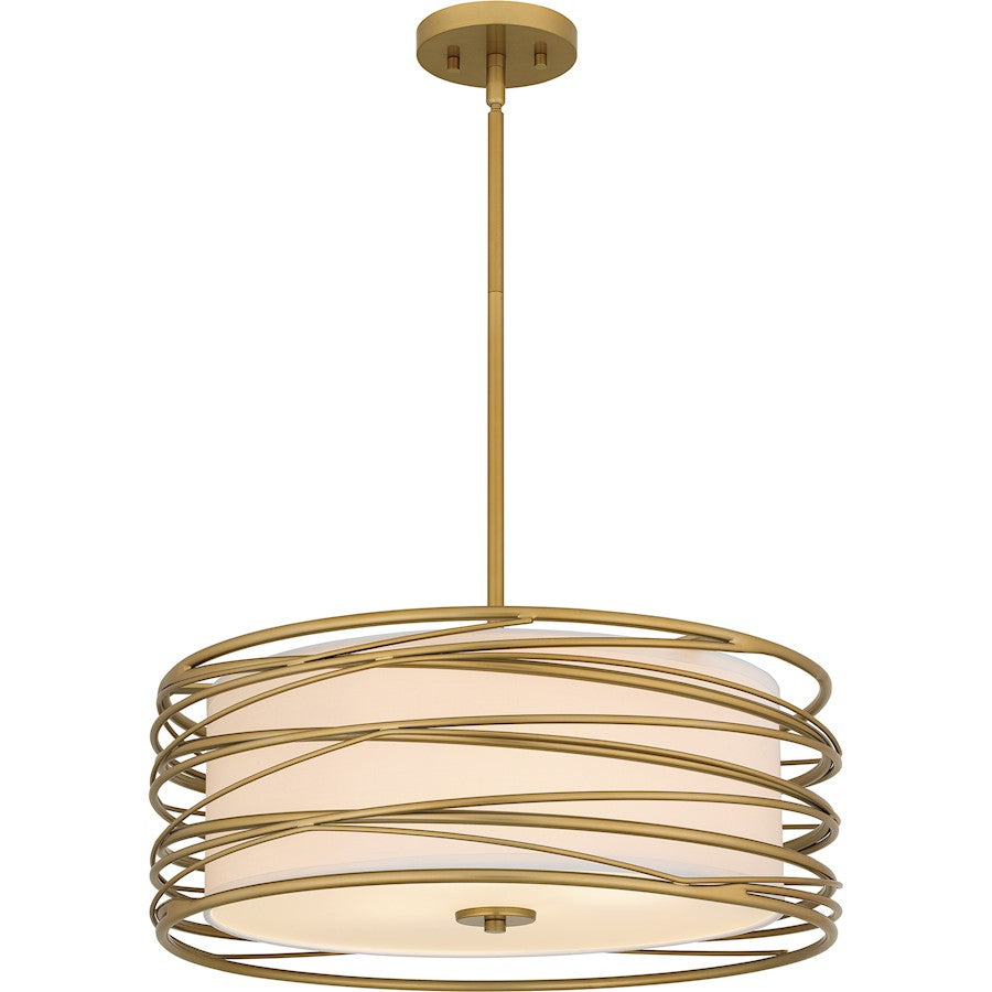 Quoizel Spiral 3 Light Pendant, Light Gold/Off White - SPL2820LG