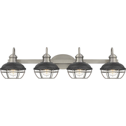 Quoizel Sandpiper 4 Light Bath, AP Nickel/Distress Iron Shade - SPP8634AP