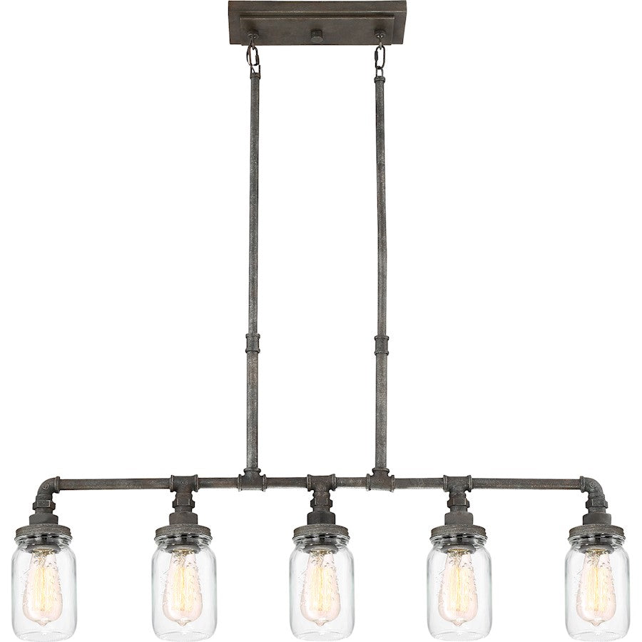 Squire 5 Light Island Chandelier, Rustic Black