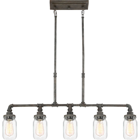 Squire 5 Light Island Chandelier, Rustic Black