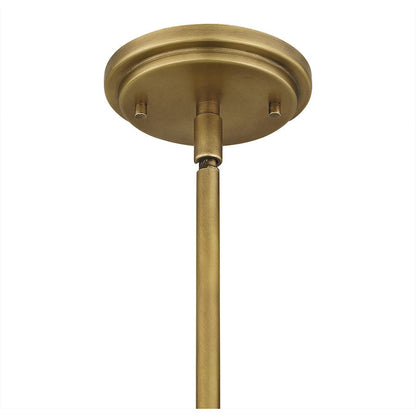Sunburst 3 Light Pendant, Weathered Brass/Clear Seeded