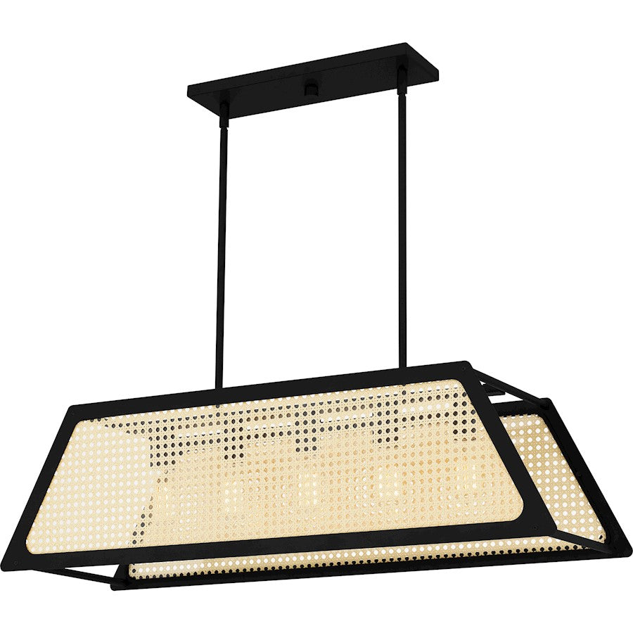 Quoizel Syrah 5 Light Island Light, Matte Black/Rattan - SYA536MBK