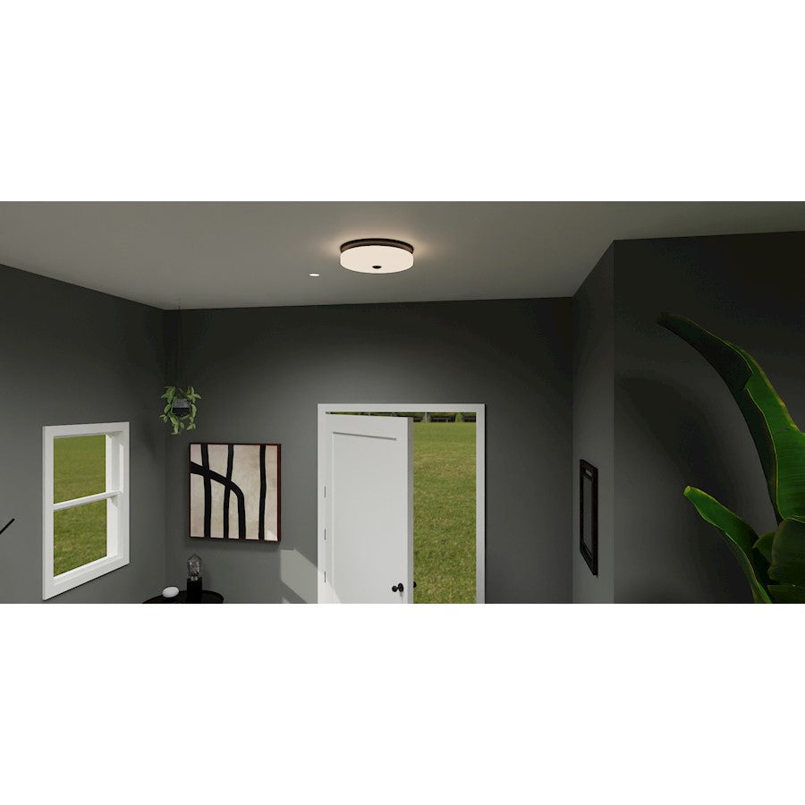 Tavani Flush Mount, Matte Black/Alabaster Glass