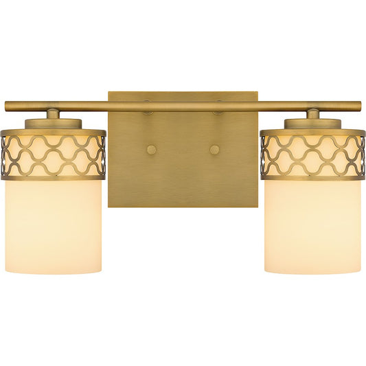 Quoizel Tenley 2 Light Bath Light, Aged Brass/Opal Etched - TEN8615AB