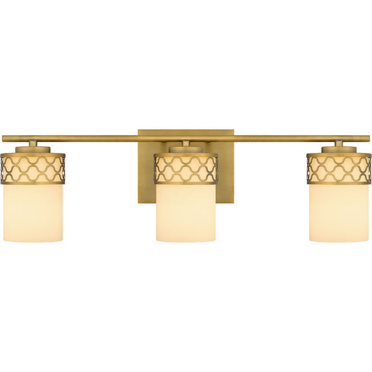 Quoizel Tenley 3 Light Bath Light, Aged Brass/Opal Etched - TEN8624AB