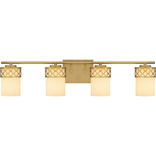 Quoizel Tenley 4 Light Bath Light, Aged Brass/Opal Etched - TEN8632AB