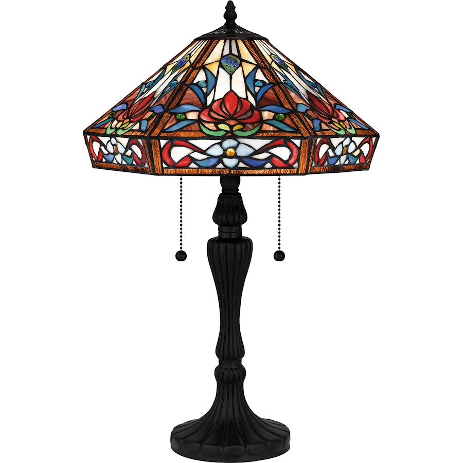 Brenner 2 Light 17" Table Lamp, Matte Black/Multicolor Art