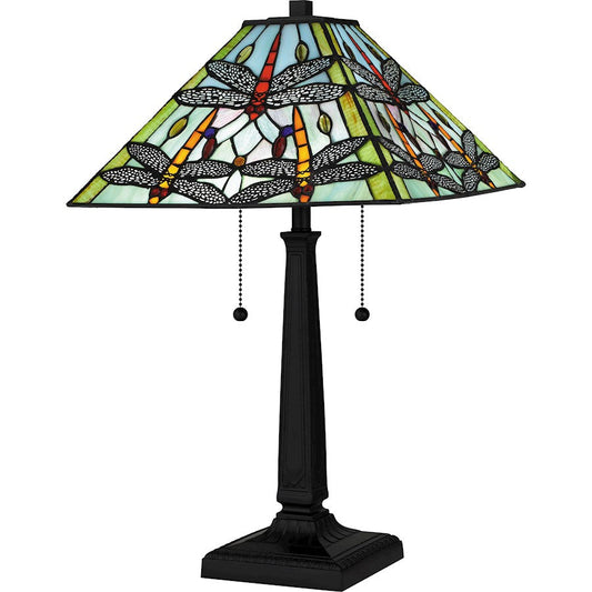 Kirkwood 2 Light 23" Table Lamp, Matte Black/Multicolor Art