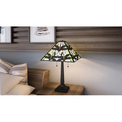 Kirkwood 2 Light 23" Table Lamp, Matte Black/Multicolor Art