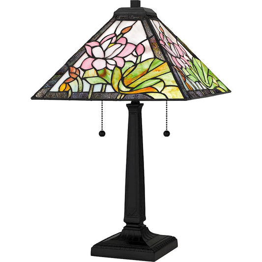 Herron 2 Light 23" Table Lamp, Matte Black/Multicolor Art