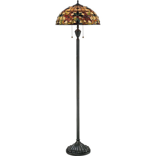 2 Light Kami Tiffany Floor Lamp, Vintage Bronze