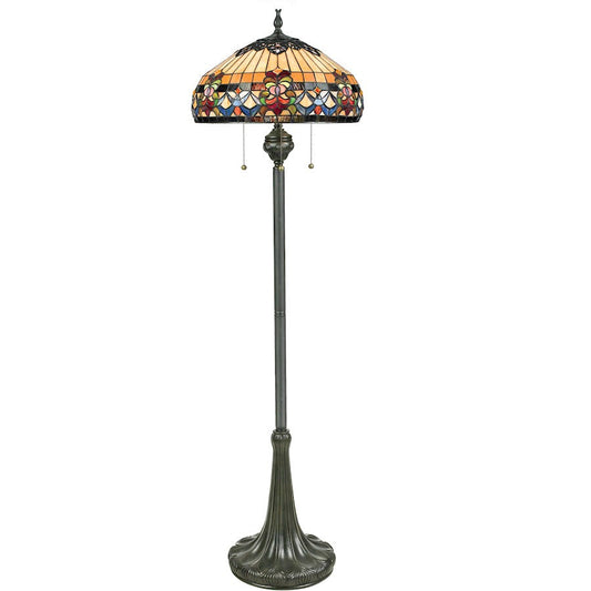 3 Light Belle Fleur Tiffany Floor Lamp, Vintage Bronze