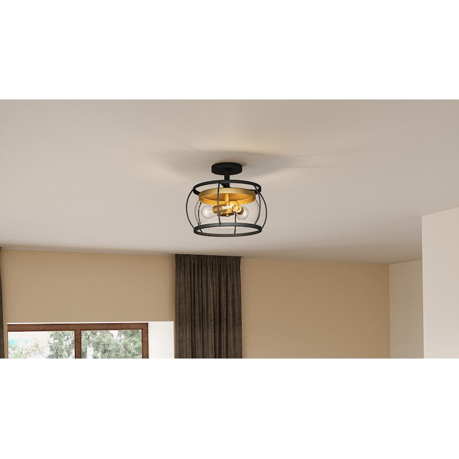 Thyme 3 Light Semi-Flush Mount, Earth Black/Clear