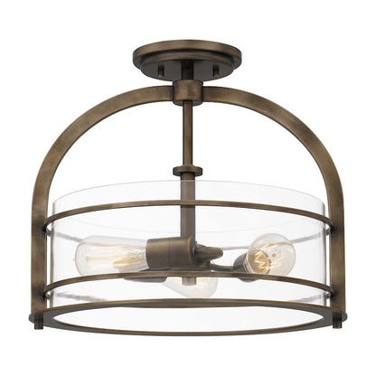 Toscana 3 Light Semi-Flush Mount, Statuary Bronze/Clear