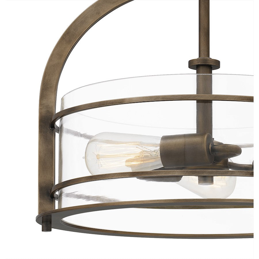 Toscana 3 Light Semi-Flush Mount, Statuary Bronze/Clear