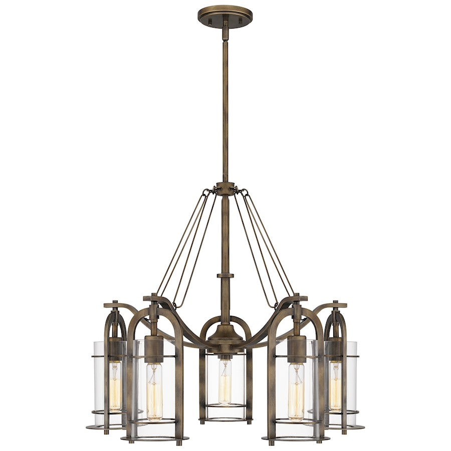 Toscana 5 Light Chandelier, Statuary Bronze/Clear