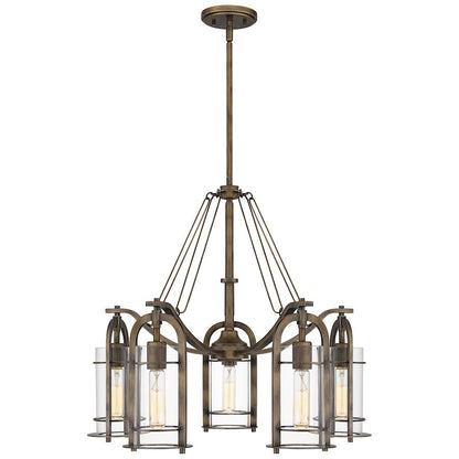 Toscana 5 Light Chandelier, Statuary Bronze/Clear