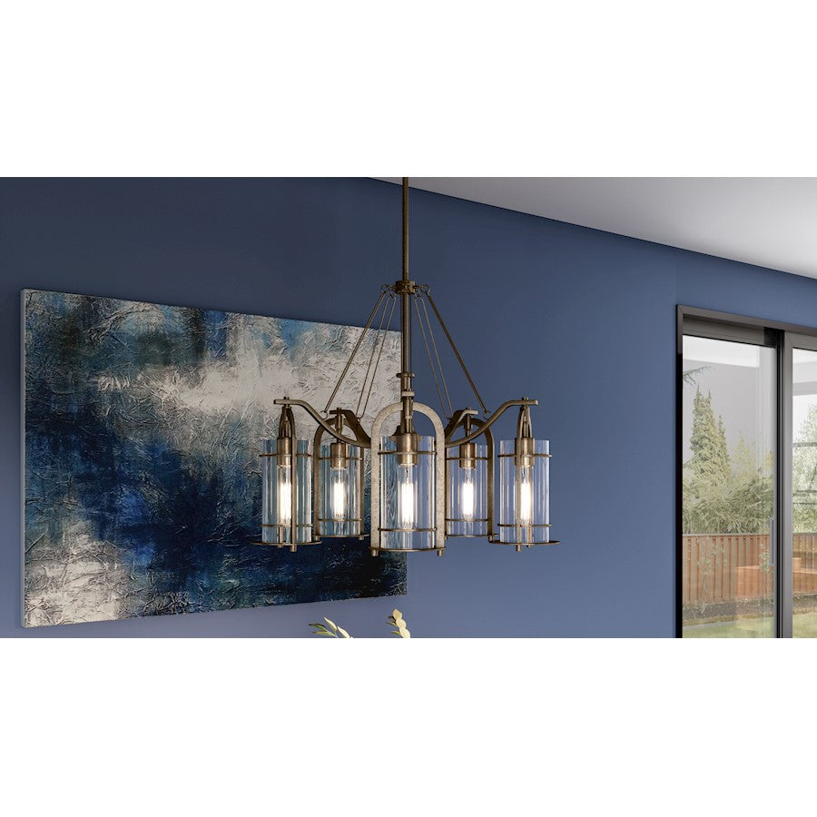 Toscana 5 Light Chandelier, Statuary Bronze/Clear