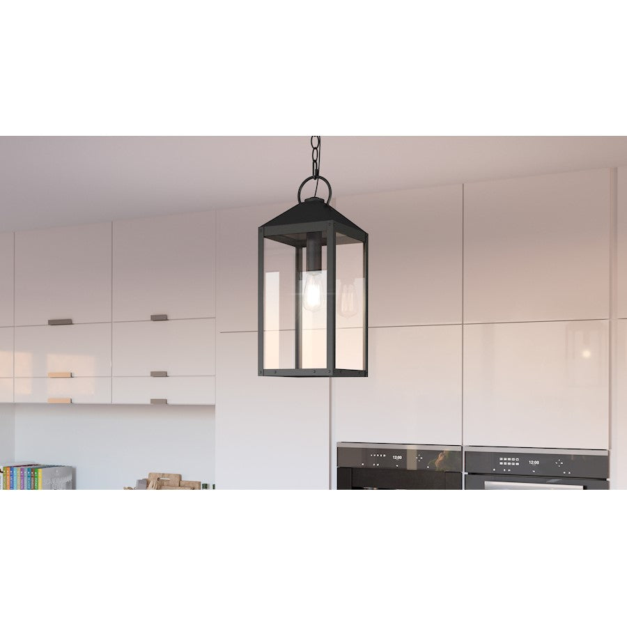 Quoizel Thorpe 1 Light Mini Pendant, Mottled Black/Clear Tempered - TPE1508MB