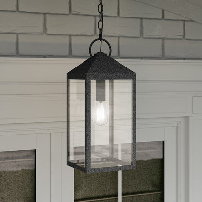 Thorpe 1 Light Outdoor Hanging Lantern, Mottled Black