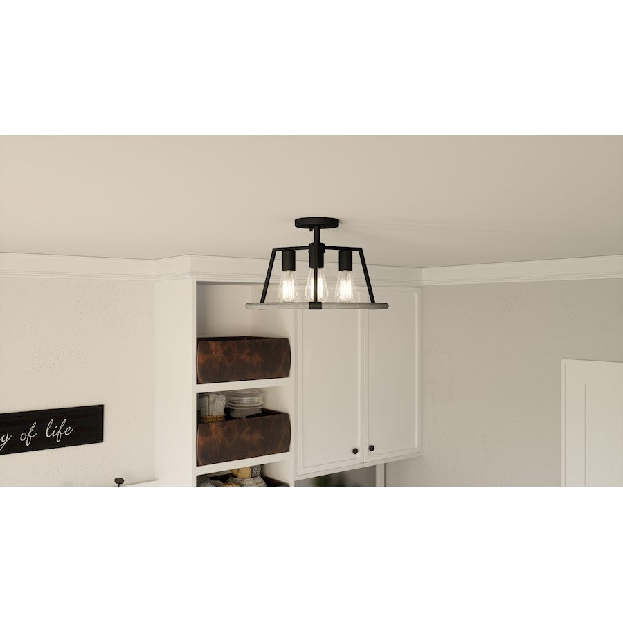 Quoizel Tippet 3 Light Semi-Flush Mount, Matte Black - TPT1716MBK