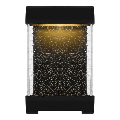 Townes Outdoor Lantern, Matte Black/Clear Seeded