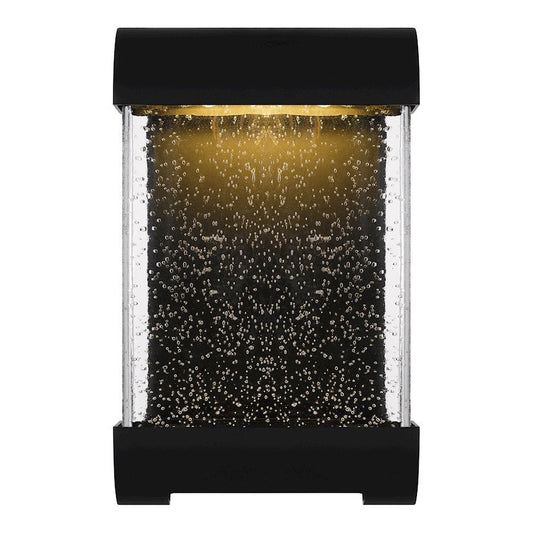 Townes Outdoor Lantern, Matte Black/Clear Seeded